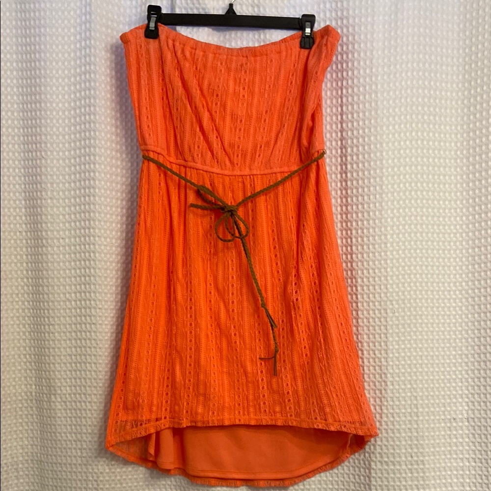 Olsenboye Vibrant Orange Strapless Dress